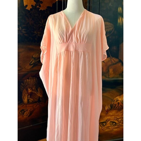 Vintage Nightgown MuMu Style Peachy Pink Long Gown - Picture 4 of 6